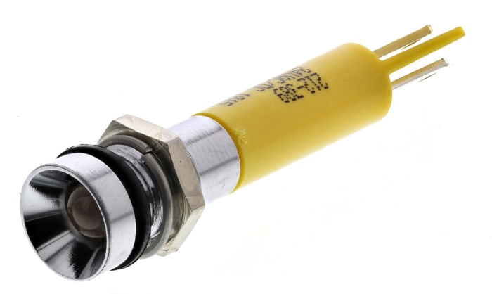RS PRO Yellow Panel Mount Indicator, 8mm Mounting Hole Size, Solder Tab Termination, IP67