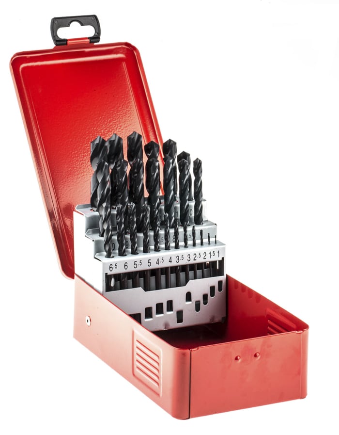 RS PRO 25-Piece Twist Drill Bit Set for Metal, 13mm Max, 1mm Min, HSS Bits