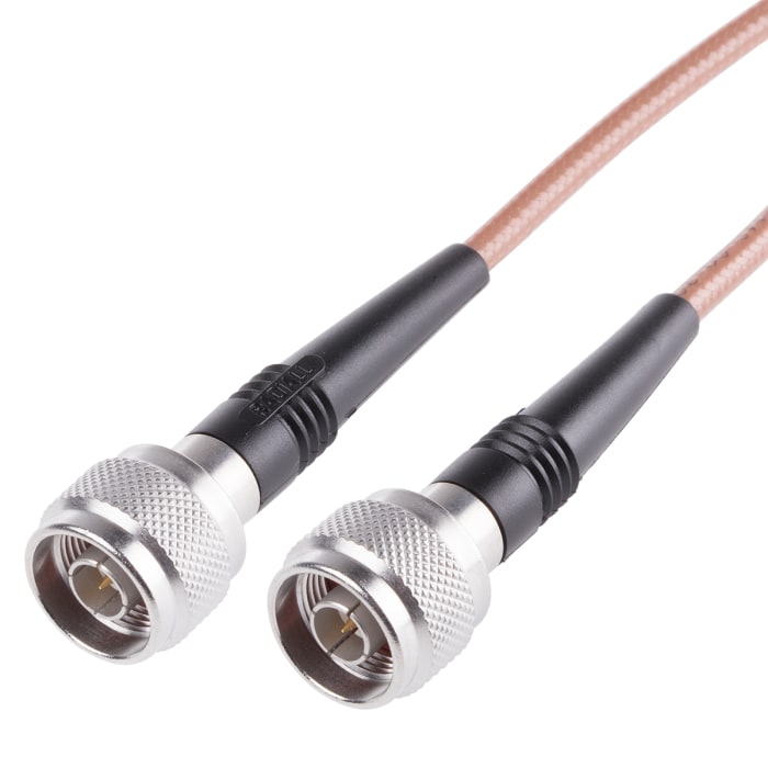 Koaxiální kabel RG142, Hnědá, A: BNC, vnější průměr: 4.95mm, B: Typ N 500mm Radiall S koncovkou