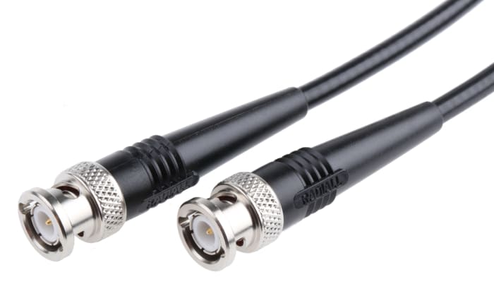 Cable coaxial RG58 Radiall, 50 Ω, con. A: BNC, Macho, con. B: BNC, Macho, long. 2m Negro