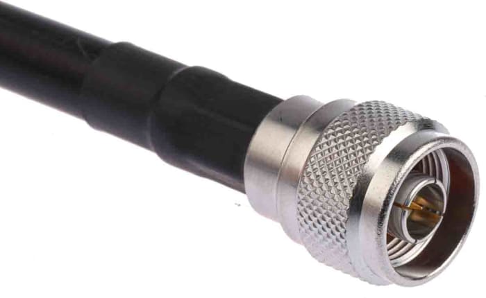 Cable coaxial RG214 Radiall, 50 Ω, con. A: Tipo N, Macho, con. B: Tipo N, Macho, long. 5m Negro