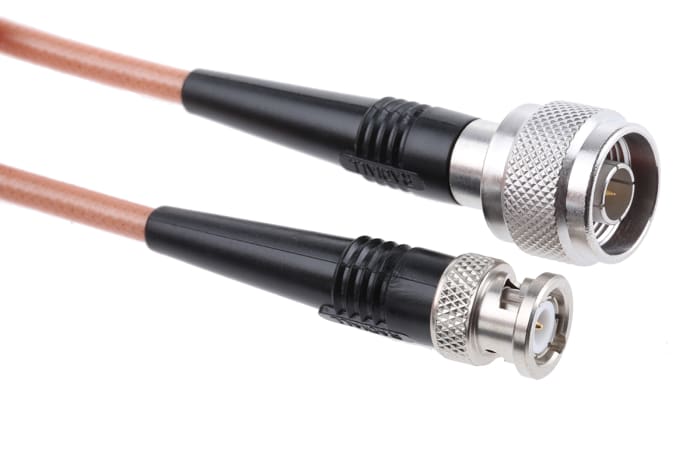 Câble coaxial Radiall, RG142, BNC, / Type N, 1m, Marron