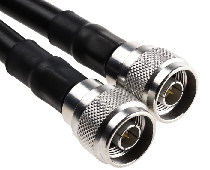 Cable coaxial RG213 Radiall, 50 Ω, con. A: Tipo N, Macho, con. B: Tipo N, Macho, long. 3m Negro