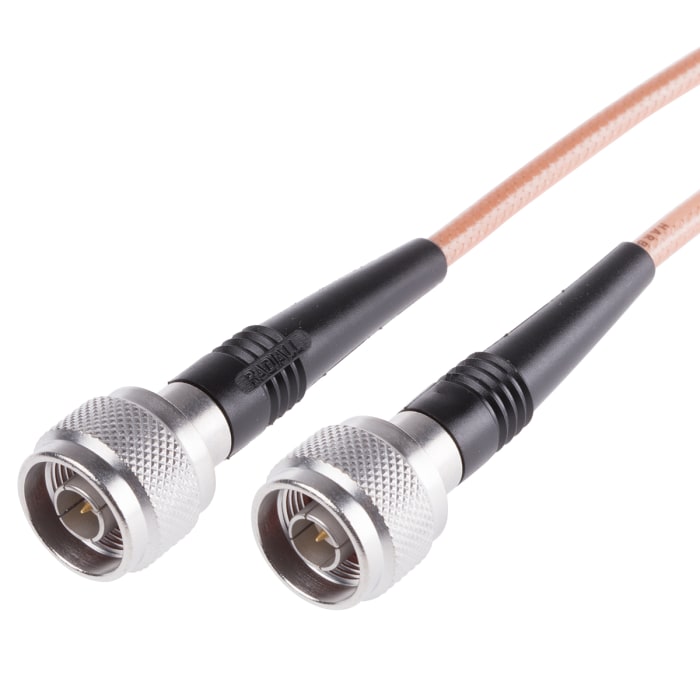 Cable coaxial RG142 Radiall, 50 Ω, con. A: Tipo N, Macho, con. B: Tipo N, Macho, long. 1m Negro