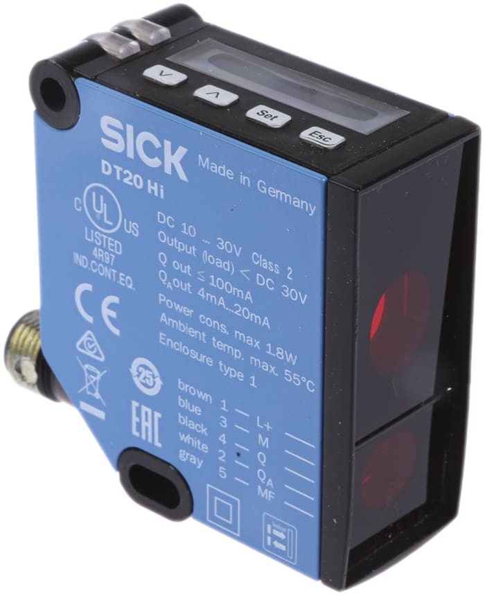 SICK Background Suppression Distance Sensor, Block Sensor, 100 mm → 600 mm Detection Range