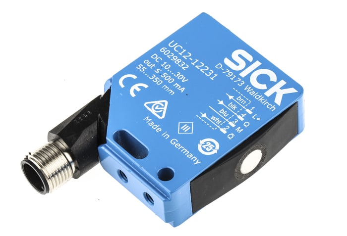 Sensor de proximidad SICK, rosca M4, alcance 250 mm, alim. 10 → 30 Vdc, salida digital PNP, NO, IP67