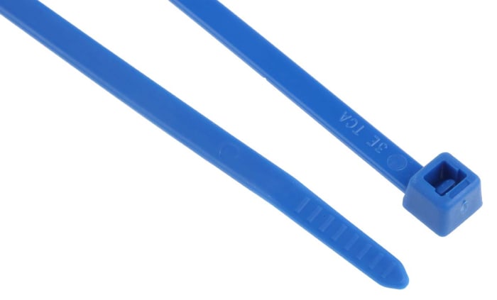 Serre-câble HellermannTyton T50R, 200mm x 4.6 mm, Bleu, en Polyamide 6.6 (PA66), x 100