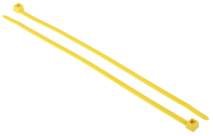 Brida HellermannTyton T50R de Poliamida 6,6 (PA66) Amarillo, 200mm x 4,6 mm, No reutilizable