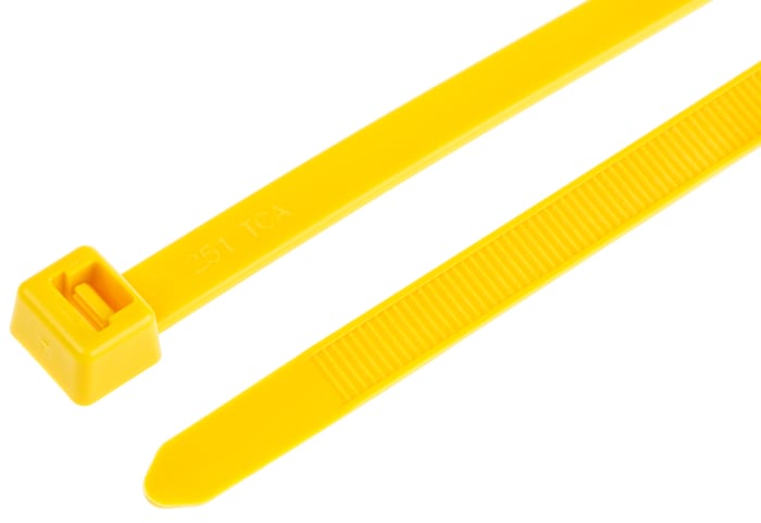 Serre-câble HellermannTyton T120R, 380mm x 7.6 mm, Jaune, en Polyamide 6.6 (PA66), x 100