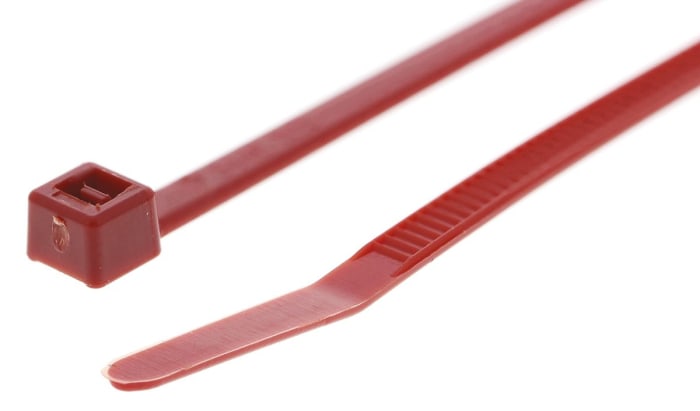 Serre-câble HellermannTyton T30R, 150mm x 3.5 mm, Rouge, en Polyamide 6.6 (PA66), x 100
