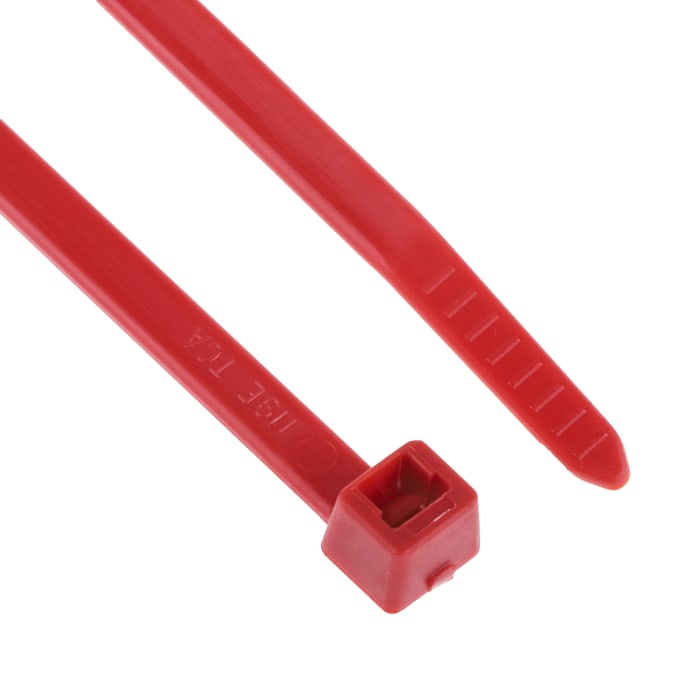 Brida HellermannTyton T50R de Poliamida 6,6 (PA66) Rojo, 200mm x 4,6 mm, No reutilizable