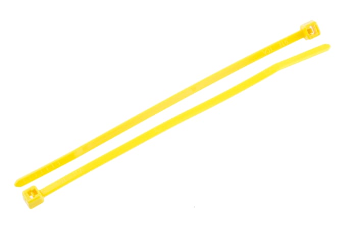 HellermannTyton Cable Tie, 100mm x 2.5 mm, Yellow Nylon, Pk-100