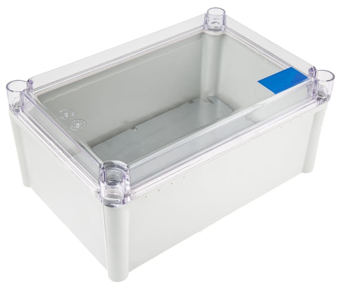 Fibox FEX Series Grey Polycarbonate Enclosure, IP54, Transparent Lid, 278 x 188 x 130mm