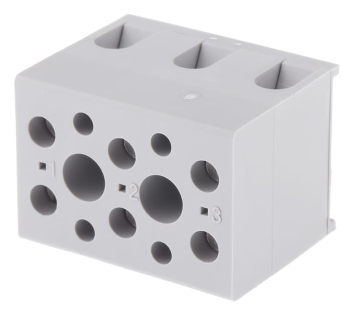 Phoenix Contact Non-Fused Terminal Block, 3-Way, 32A, 24 → 12 AWG Wire, Screw Down Termination