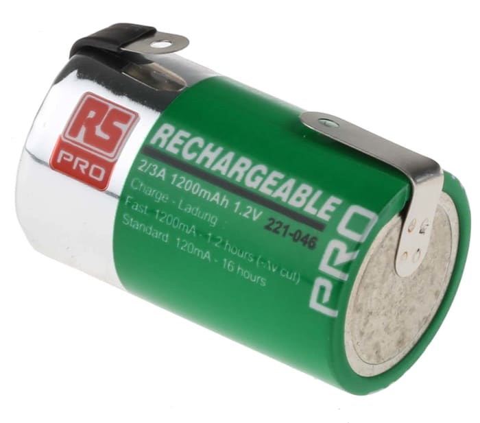 RS PRO | RS PRO RS PRO, 1.2V, 2/3 A, NiMH Rechargeable Battery, 1.2Ah ...