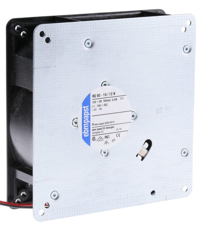 Odstředivý ventilátor, řada: RG90, 135 x 135 x 38mm odstředivé, průtok vzduchu: 55m³/h 12 V DC