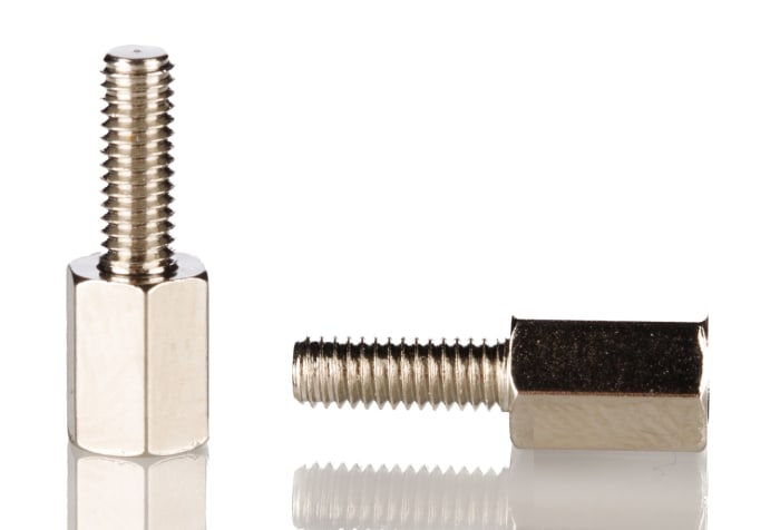 RS PRO Standoff, M3 x M3 Thread, 6mm Body, Brass, Male/Female, 8mm Stud