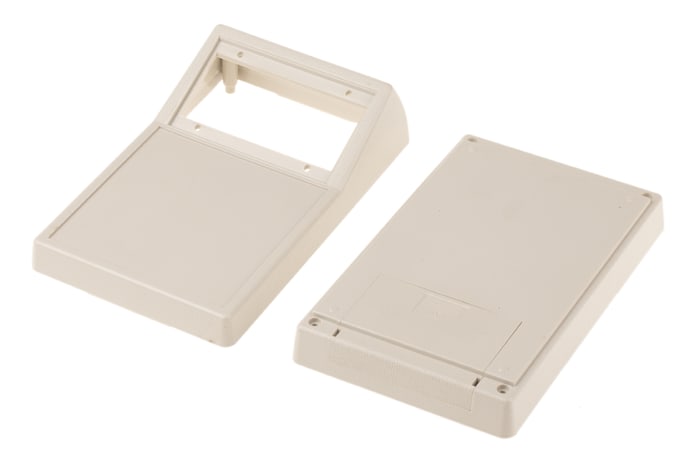 RS PRO White ABS Handheld Enclosure, Integral Battery Compartment, Display Window, 146.1 x 91.5 x 52.9mm