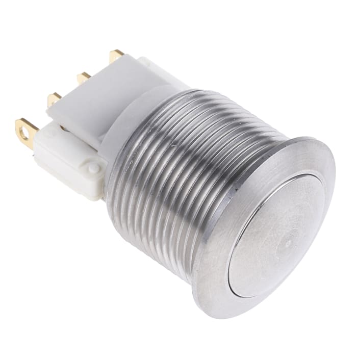 APEM Push Button Switch, Momentary, Panel Mount, 19.2mm Cutout, SPDT, 125/250V ac, IP65