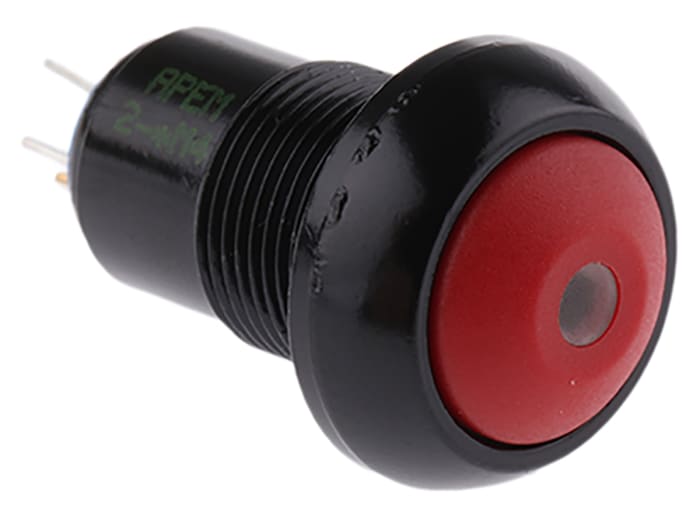 APEM Illuminated Push Button Switch, Latching, Panel Mount, 13.6mm Cutout, Red LED, 28V dc, IP67