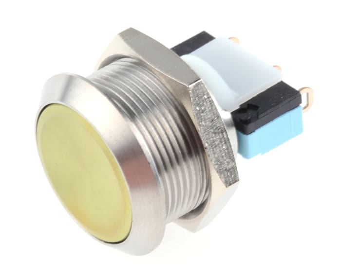 APEM Push Button Switch, Momentary, Panel Mount, 19.2mm Cutout, SPDT, 250V ac, IP65