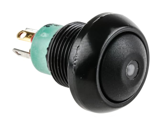 APEM Illuminated Push Button Switch, Momentary, Panel Mount, 13.6mm Cutout, SPST, Green LED, 28V dc, IP67