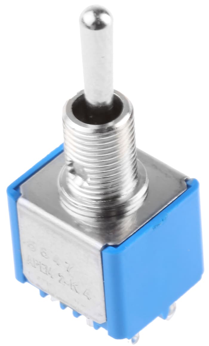 APEM Toggle Switch, Panel Mount, (On)-Off-(On), DPDT, Solder Terminal