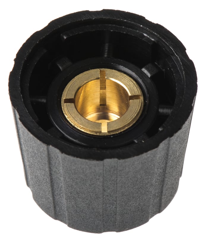 Sifam 21.5mm Black Potentiometer Knob for 6.35mm Shaft Splined, S210250-BLK