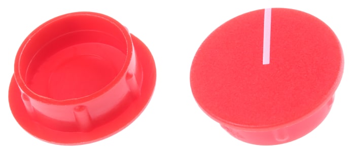 Krytka knoflíku potenciometru barva Červená 21.5mm, barva ukazatele: Bílá barva ukazatele Sifam