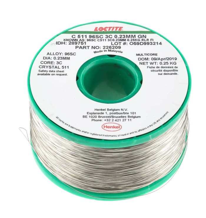 Multicore 0,23mm Tel Kurşunsuz Lehim, 250g, Erime Noktası: 217°C, Bakır Yüzdesi: 0,7%, Kalay Y: 95,5%