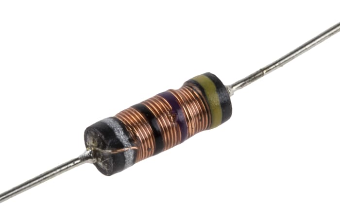 RS PRO 47 μH Ferrite Leaded Inductor, 760mA Idc, 350mΩ Rdc