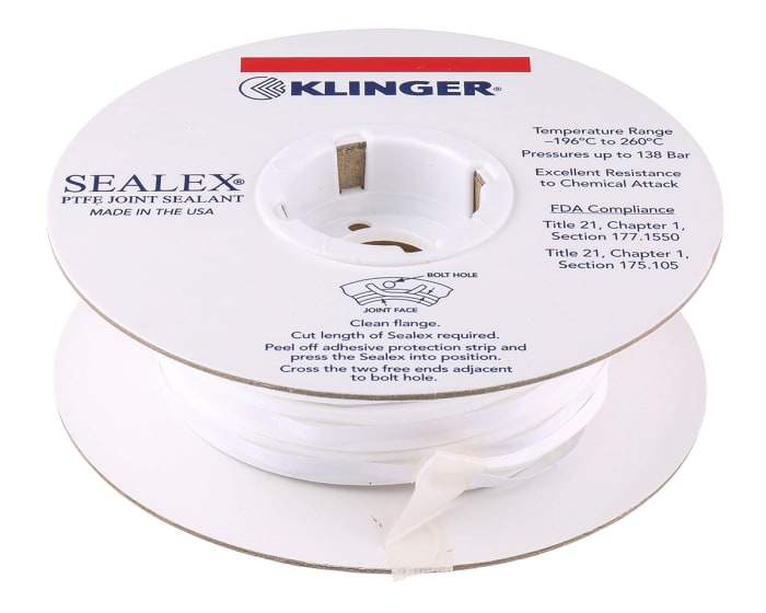 Klinger White PTFE Tape, 8m x 10mm x 3mm