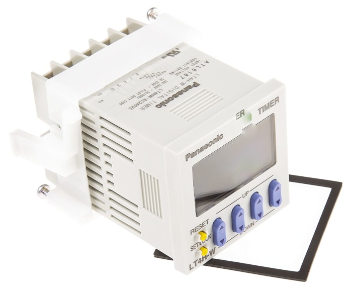 Panasonic LT4H-W Series Panel Mount Timer Relay, 100 → 240V ac, 0 → 9999 h, 0 → 9999 min, 0
