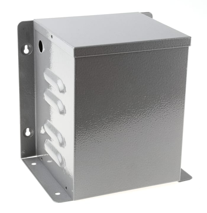 RS PRO Grey Steel Enclosure, Flanged, Grey Lid, 182 x 192 x 246mm