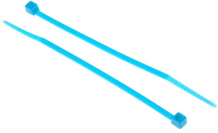 RS PRO Cable Tie, 100mm x 2.5mm, Blue Nylon, Pk-100