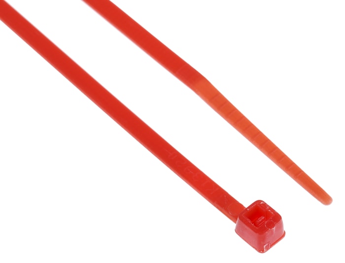 Brida RS PRO de Nylon 66 Rojo, 100mm x 2,5 mm, No reutilizable