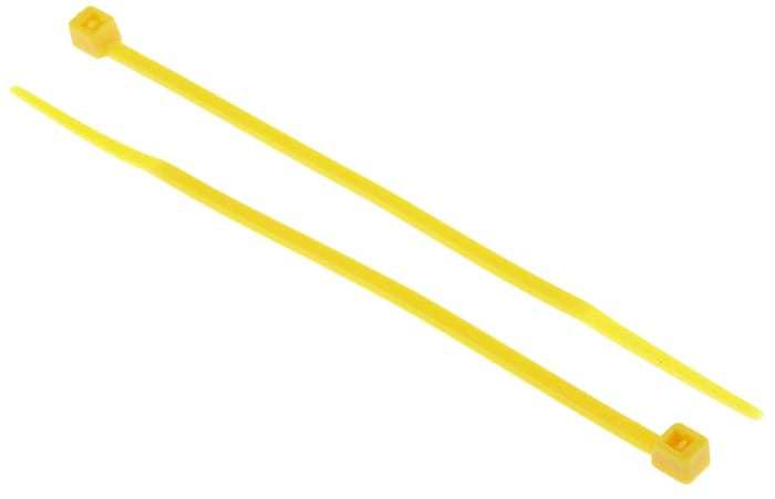 Serre-câble RS PRO, 100mm x 2.5 mm, Jaune, en Nylon 66, x 100
