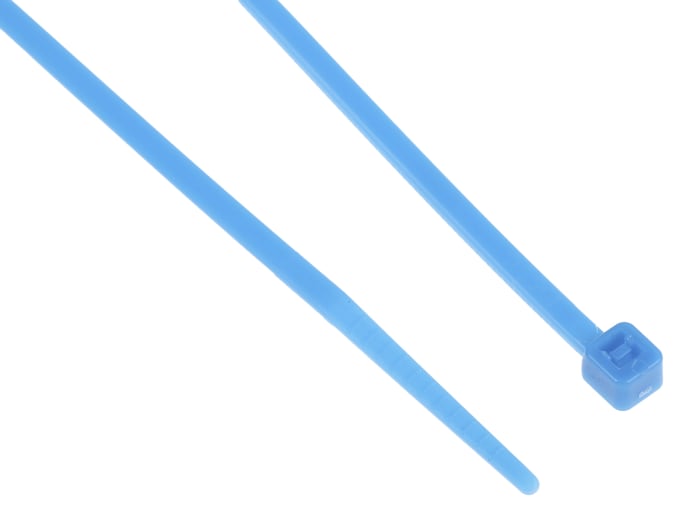 RS PRO Cable Tie, 165mm x 2.5 mm, Blue Nylon, Pk-100