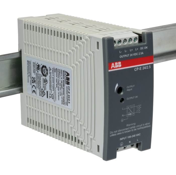 ABB CP-E Switched Mode DIN Rail Power Supply, 85 → 264 V ac / 90 → 375V dc ac, dc Input, 24V dc dc