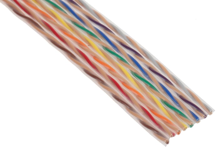 RS PRO Twisted Ribbon Cable, 16-Way, 1.27mm Pitch, 30m Length