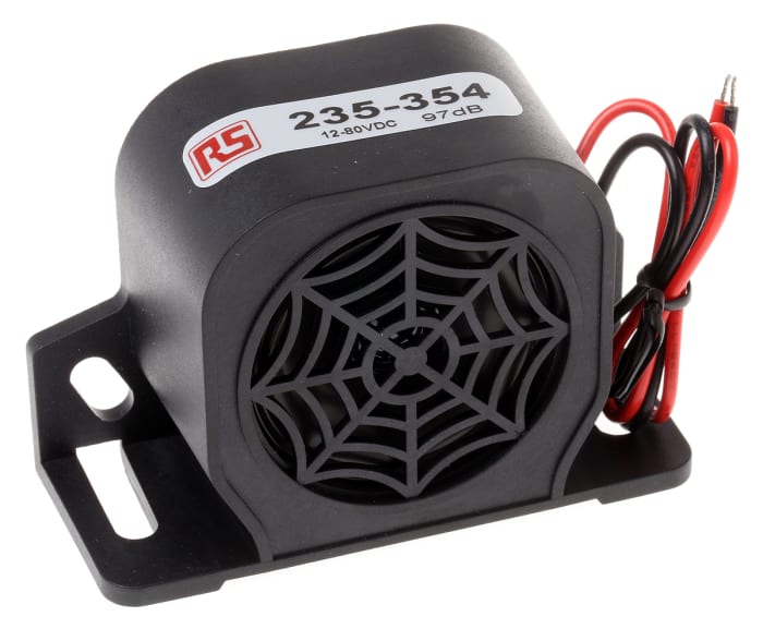 Avertisseur sonore Noir RS PRO, 12 → 80 V c.c., 97dB