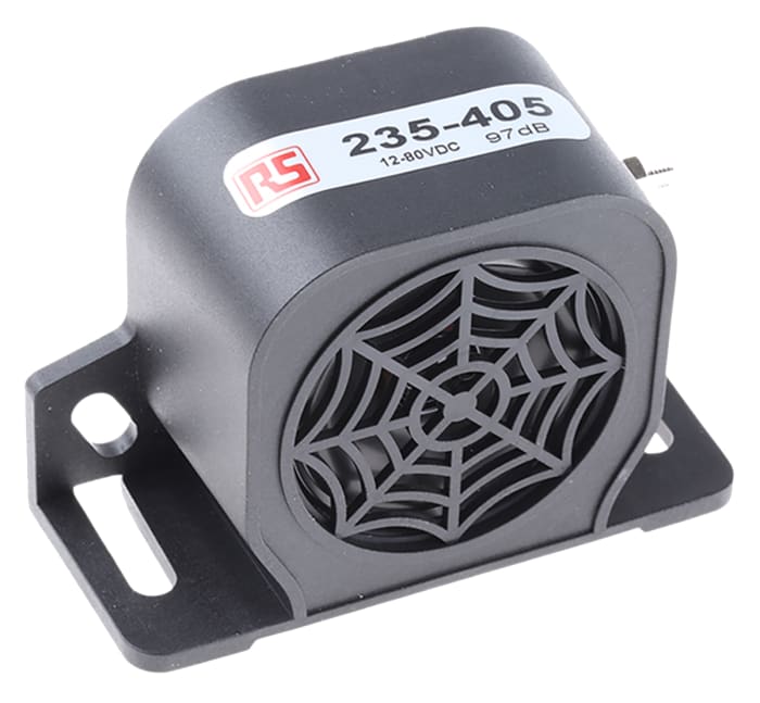 RS PRO Universal Electronic Sounder, 12 → 80 V dc, 97dB at 1 m, DC, Single-Tone