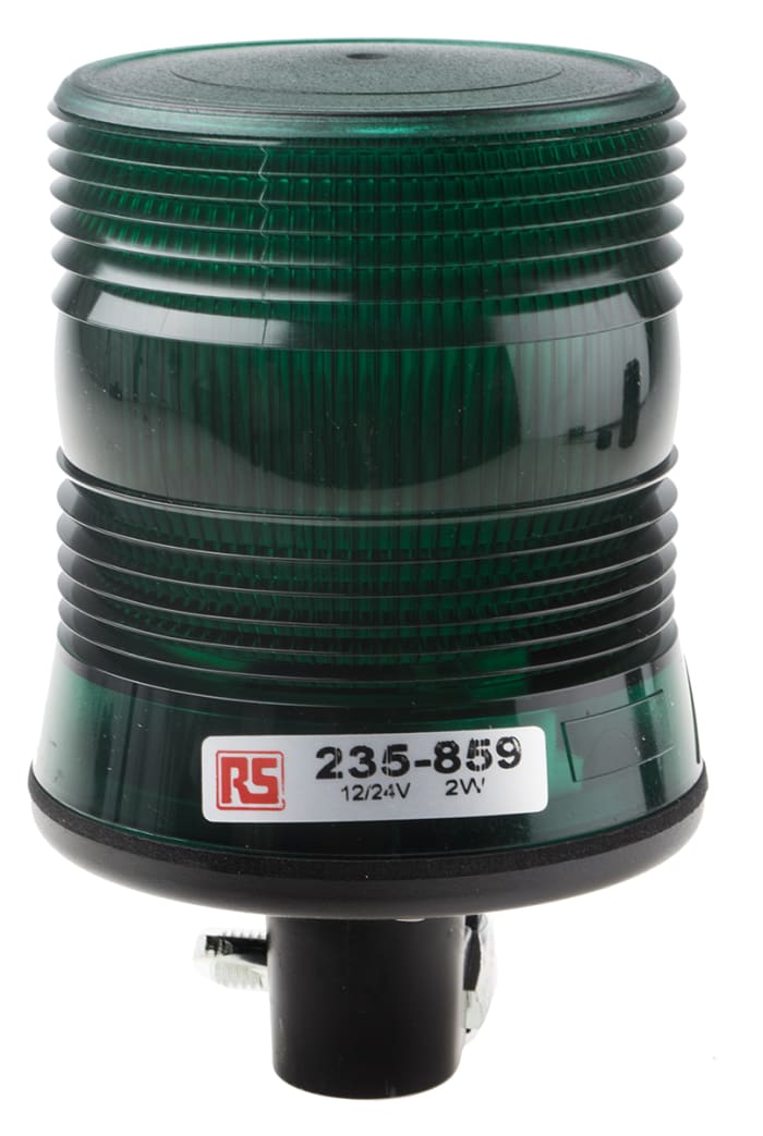 RS PRO Green Flashing Beacon, 10 → 30 V dc, DIN Mount, Tube Mount, Xenon Bulb, IP56