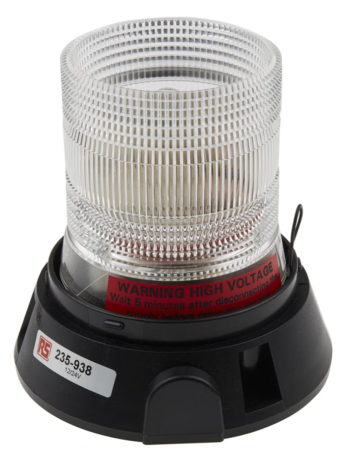 RS PRO Flashing Beacon, 12 V dc, 24 V dc, Surface Mount, Xenon Bulb, IP56