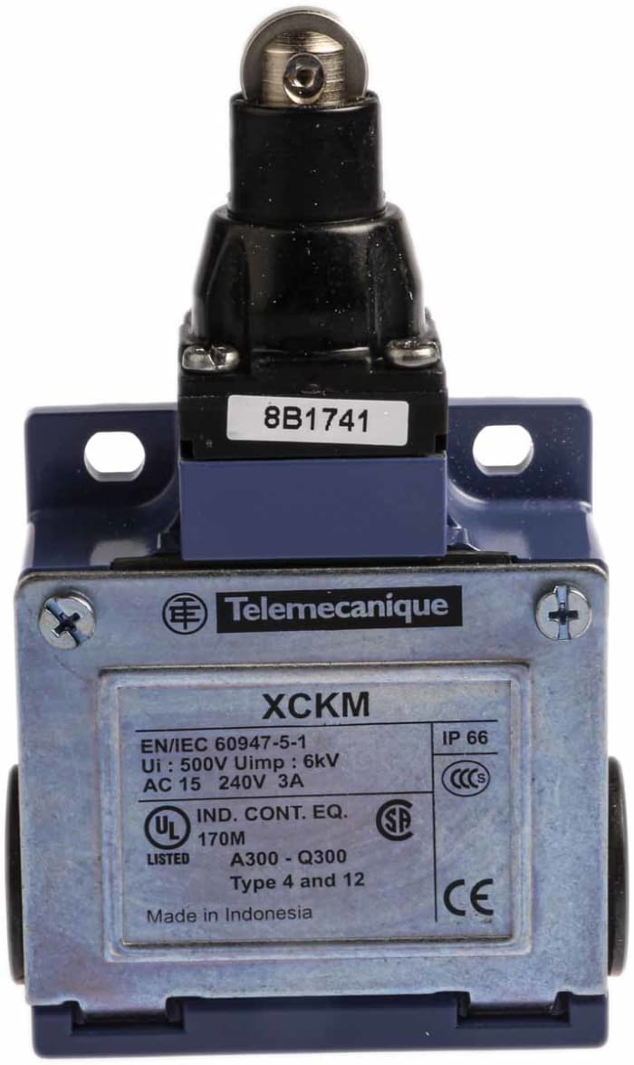 Telemecanique Sensors OsiSense XC Series Roller Plunger Limit Switch, NO/NC, IP66, DP, Zinc Alloy Housing, 240V ac Max,