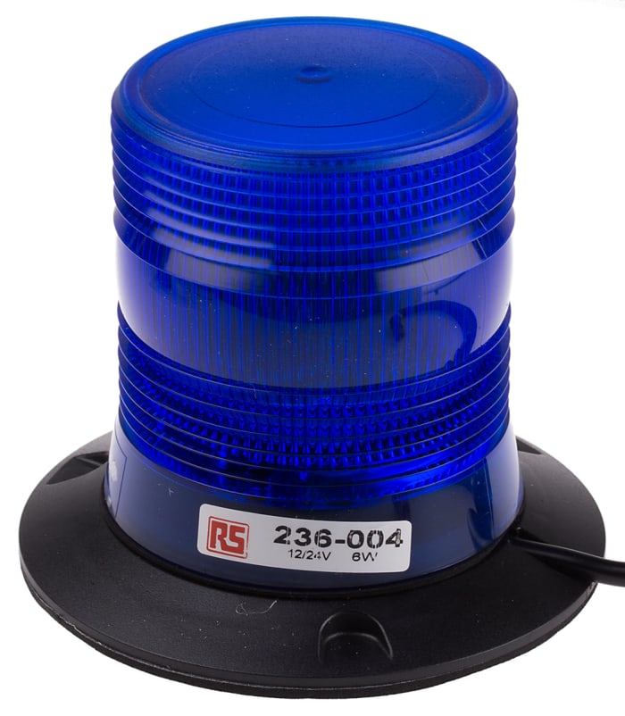 RS PRO Blue Flashing Beacon, 10 → 30 V dc, Magnetic Mount, Xenon Bulb, IP56