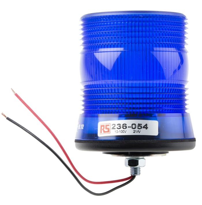 RS PRO Blue Flashing Beacon, 10 → 100 V dc, Surface Mount, Xenon Bulb, IP56