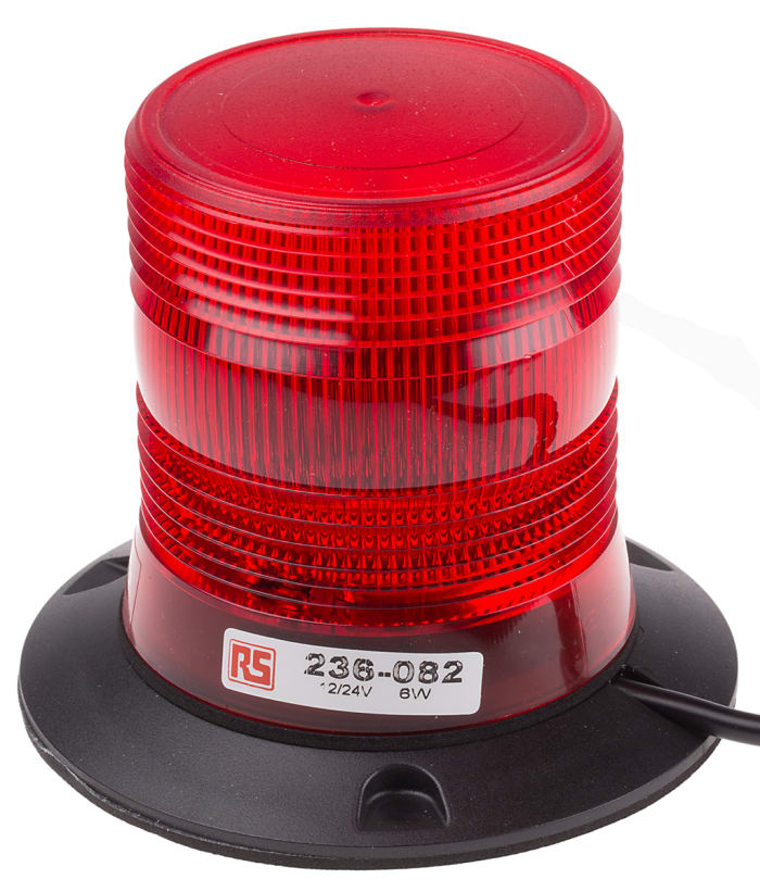 RS PRO Red Flashing Beacon, 10 → 30 V dc, Magnetic Mount, Xenon Bulb, IP56