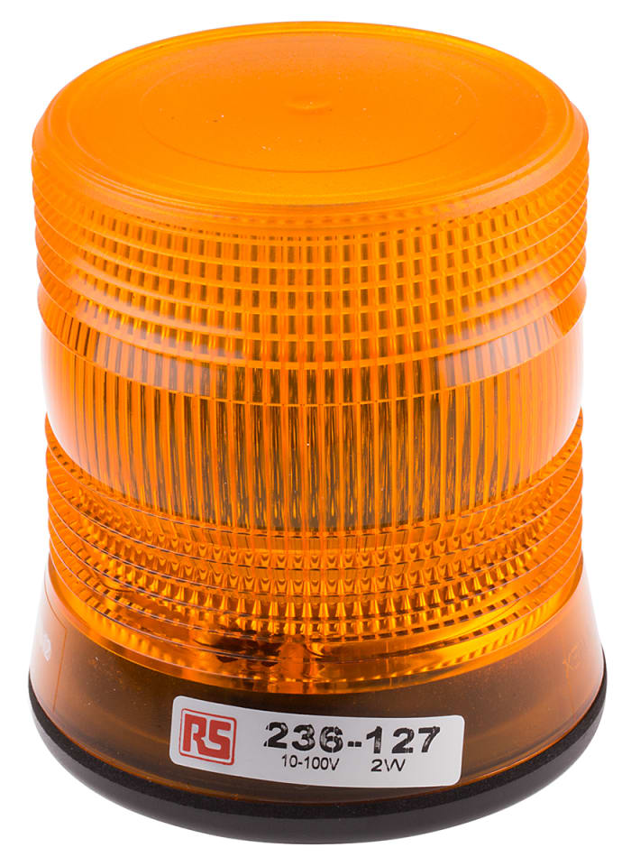 RS PRO Amber Flashing Beacon, 10 → 100 V dc, Surface Mount, Xenon Bulb, IP56