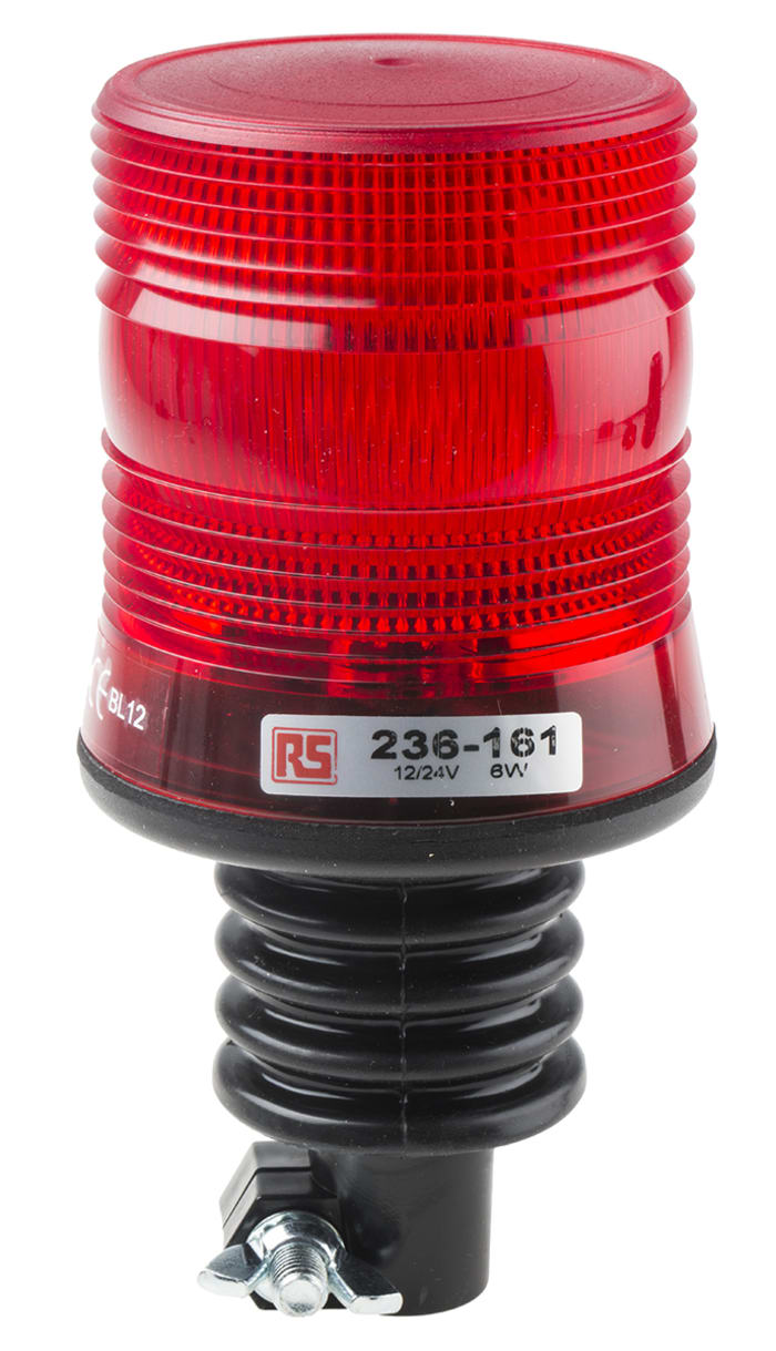 RS PRO Red Flashing Beacon, 10 → 30 V dc, Flexi DIN Mount, Xenon Bulb, IP56